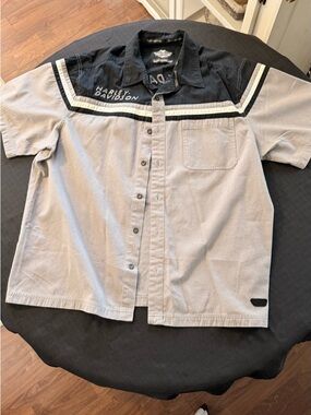 Harley-Davidson Black & Gray Short Sleeve Button-Down Shirt